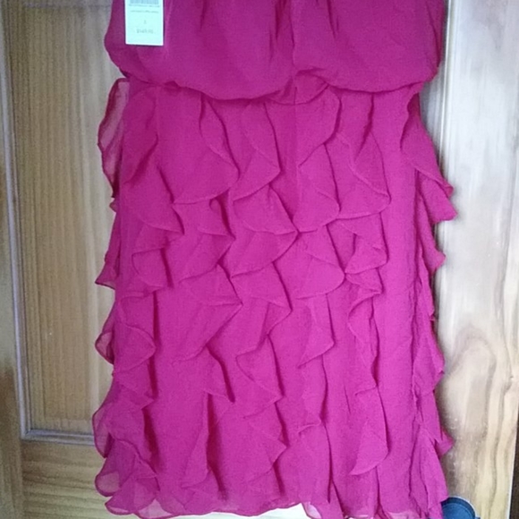 Cascade Ruffle Deep Red Dress 8 - Picture 8 of 10